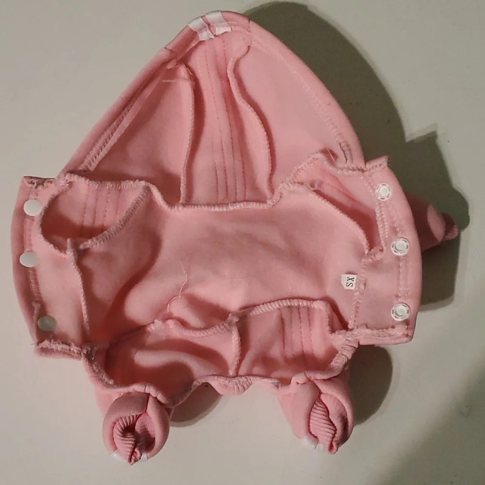 Adidog XS pink puppy/mini dog hooded jogging one piece outfit